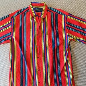 Vintage Retro Striped Button Down Shirt